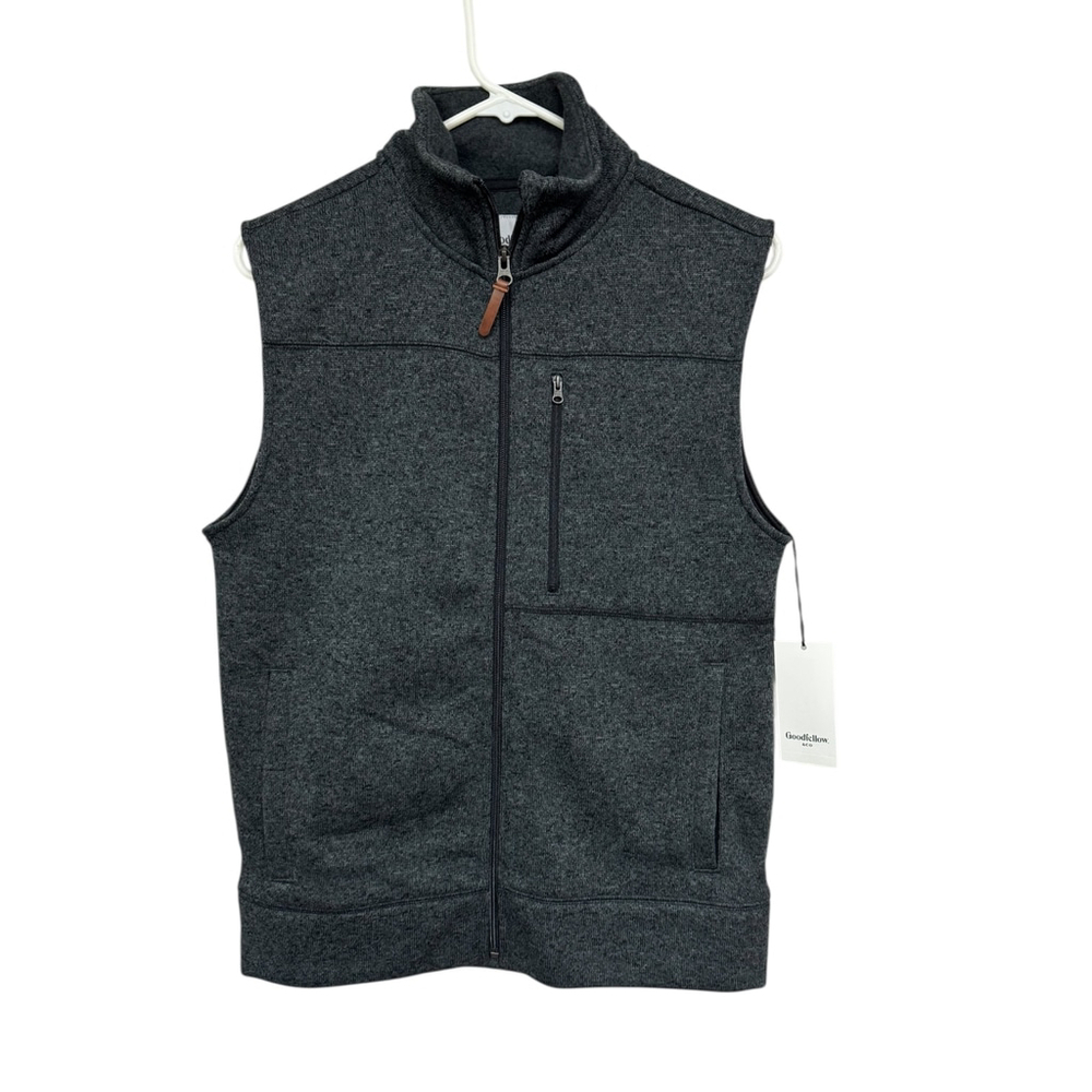 Goodfellow & Co Mens Charcoal Gray Full Zip Fleece Vest Small